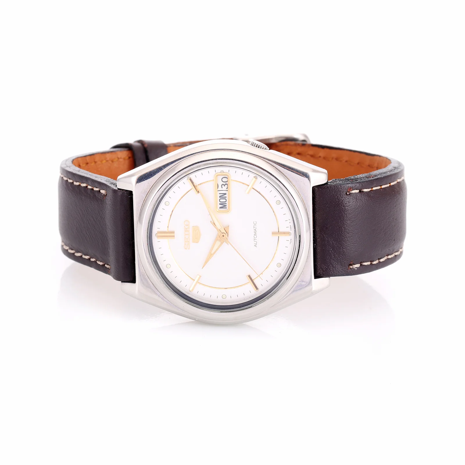 Montre Vintage Seiko 5 — Réf. 7S26-8760, Cadran Blanc