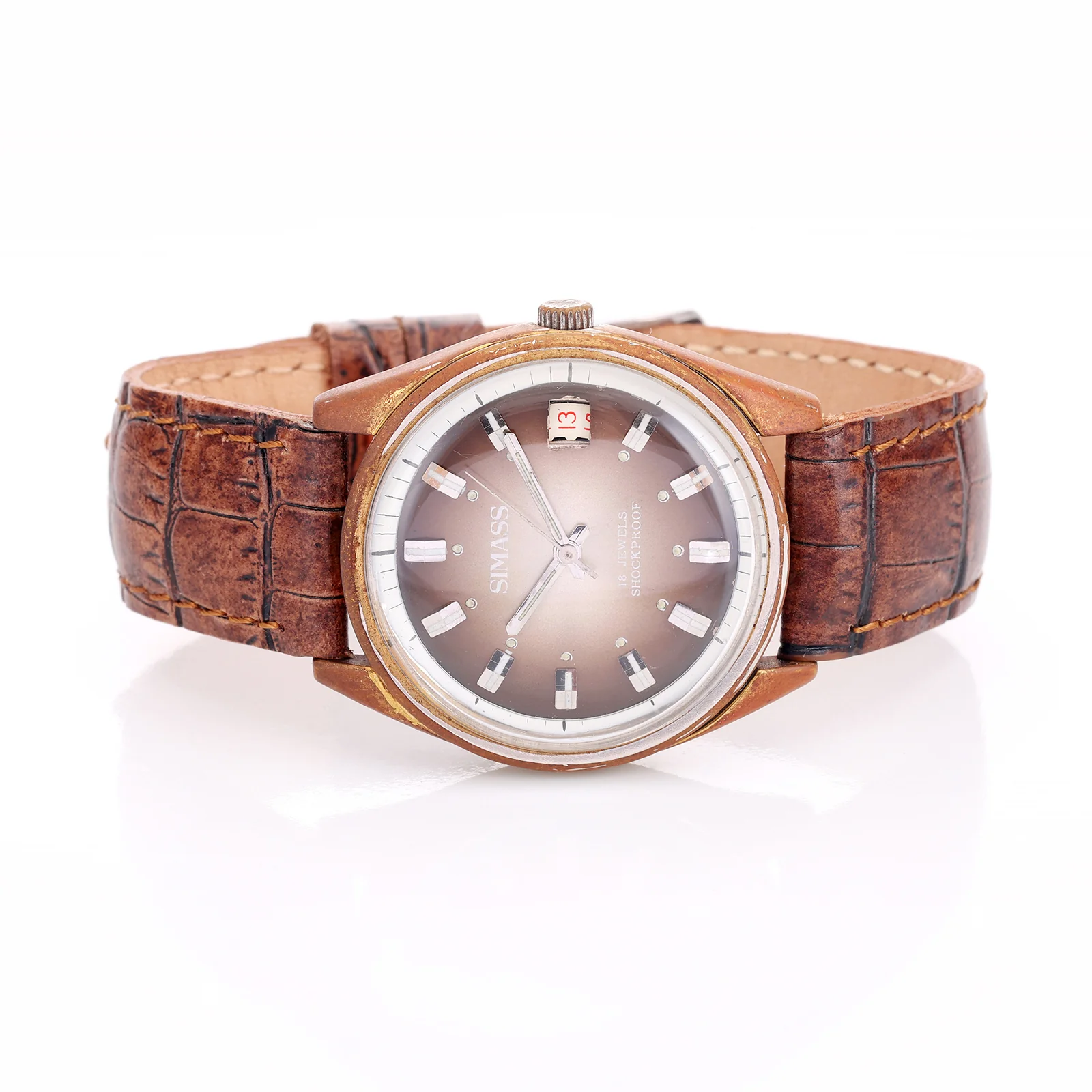 Montre Vintage Simass — 18 Jewels, Cadran Fumé