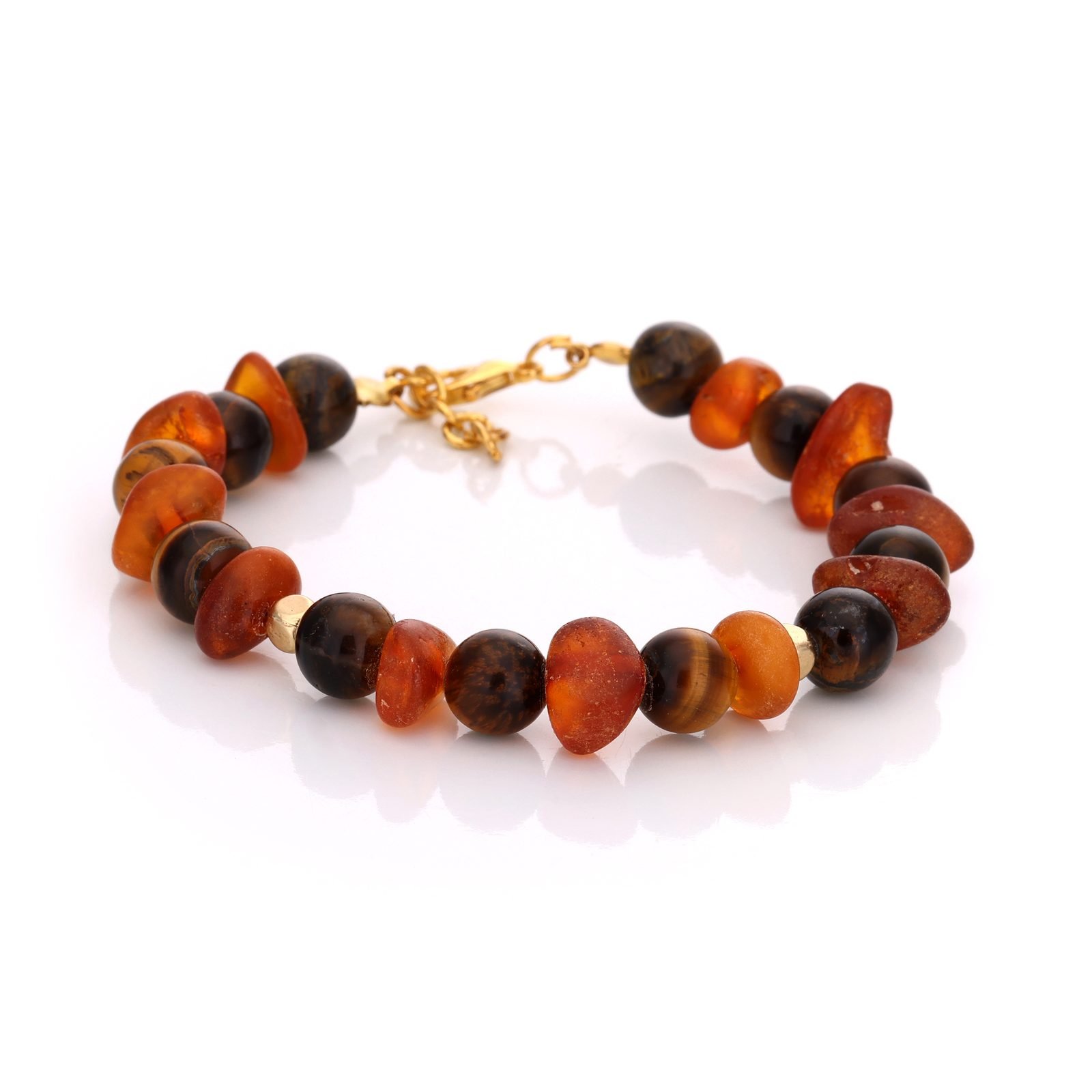 Bracelet Ambre Naturel — Ambre & Œil-de-Tigre