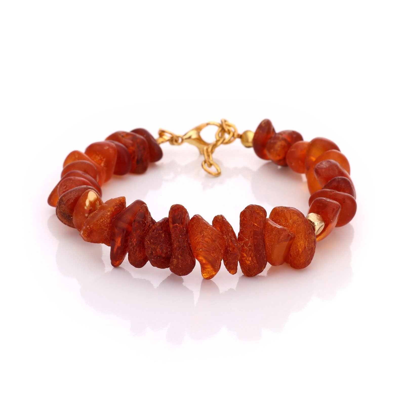 Bracelet Ambre Naturel — Nuggets & Perles Dorées