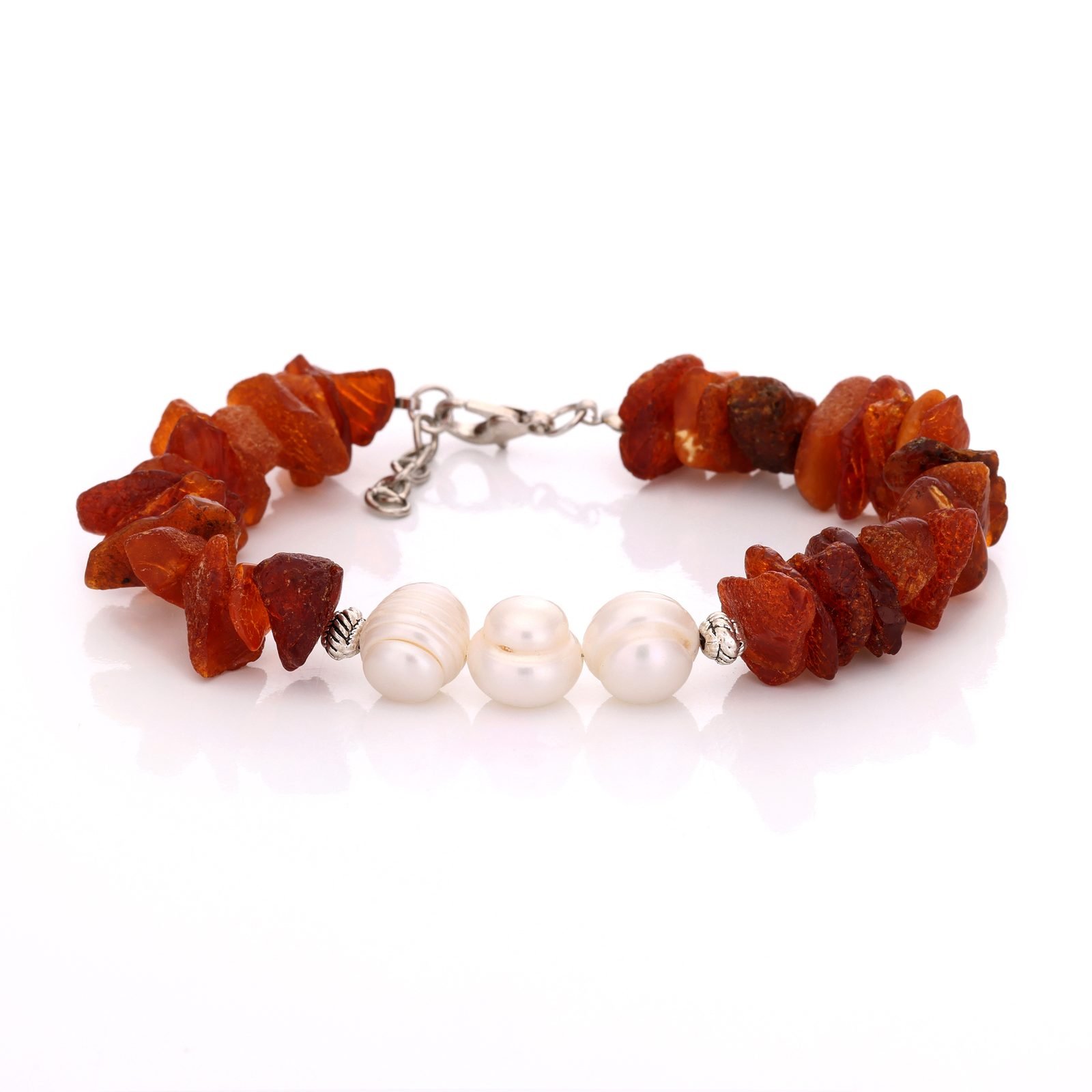 Bracelet Ambre Naturel — Trio de Perles