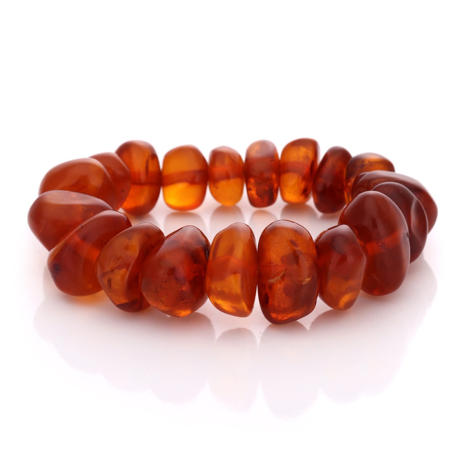 Bracelet Ambre Naturel — Galets Larges (Élastique)