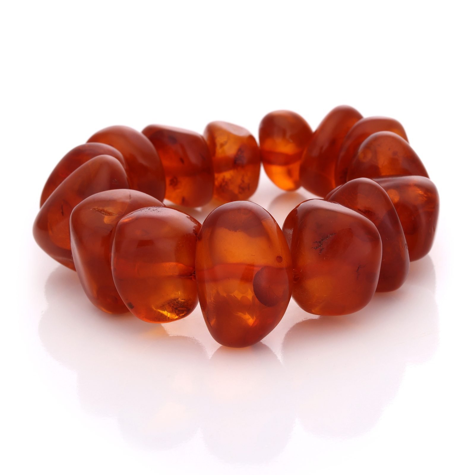 Bracelet Ambre Naturel — Grosses Boules (Élastique)