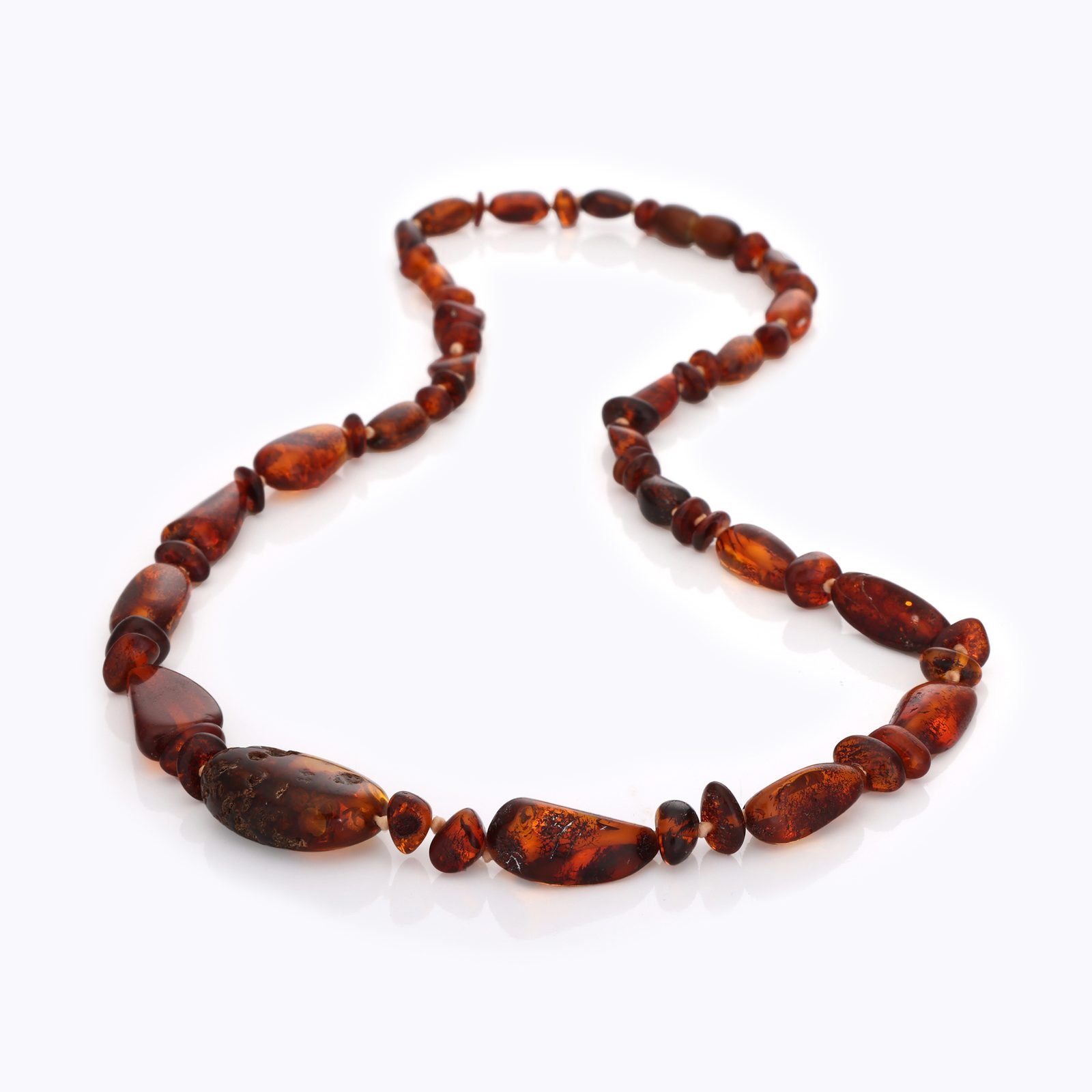 Collier Ambre Naturel — Olives Longues