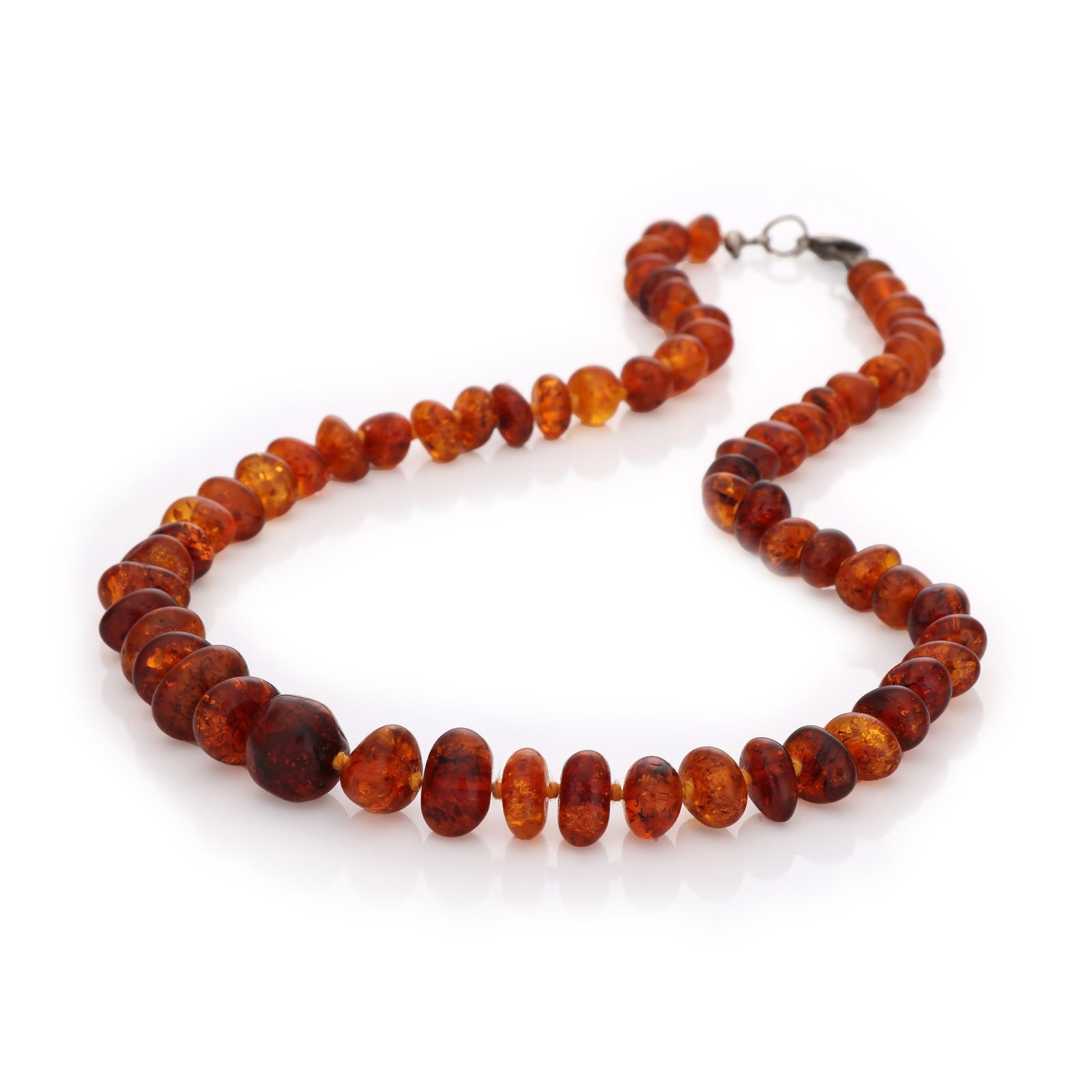 Collier Ambre Naturel — Galets Ronds