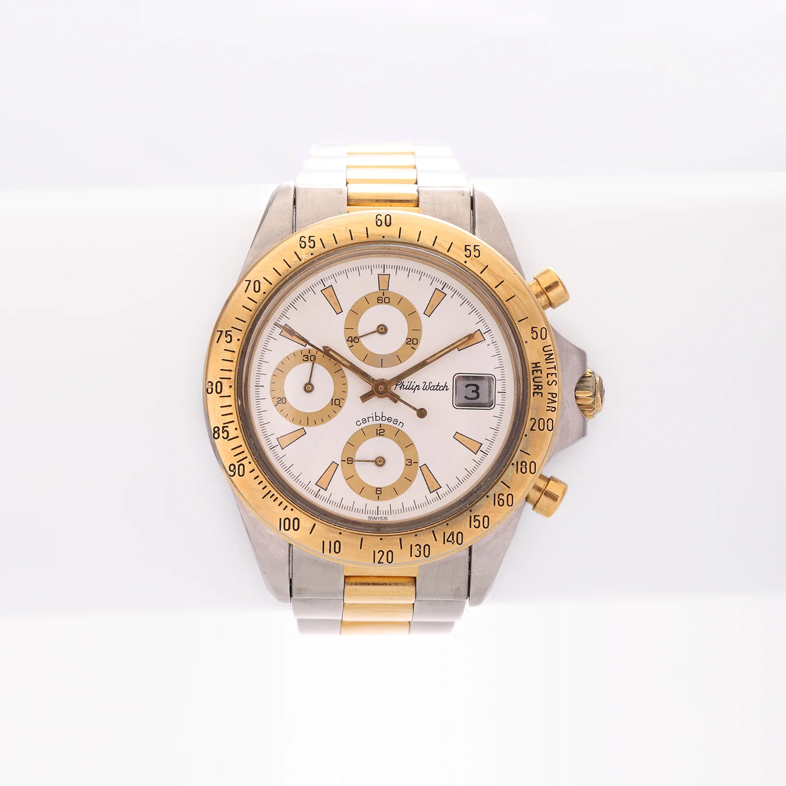 Montre Vintage Philip Watch — Caribbean Chronographe, Acier et Or
