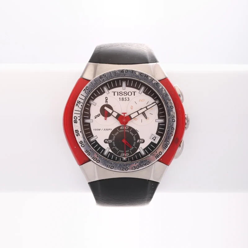 Montre Vintage Tissot — T-Tracx Chronographe, Acier et Rouge