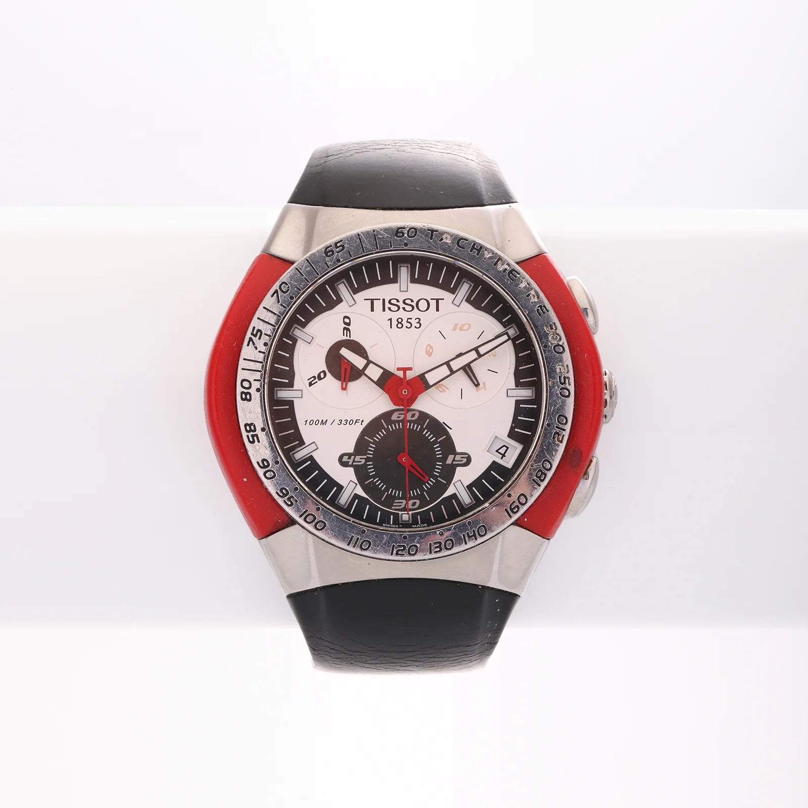 Montre Vintage Tissot — T-Tracx Chronographe, Acier et Rouge