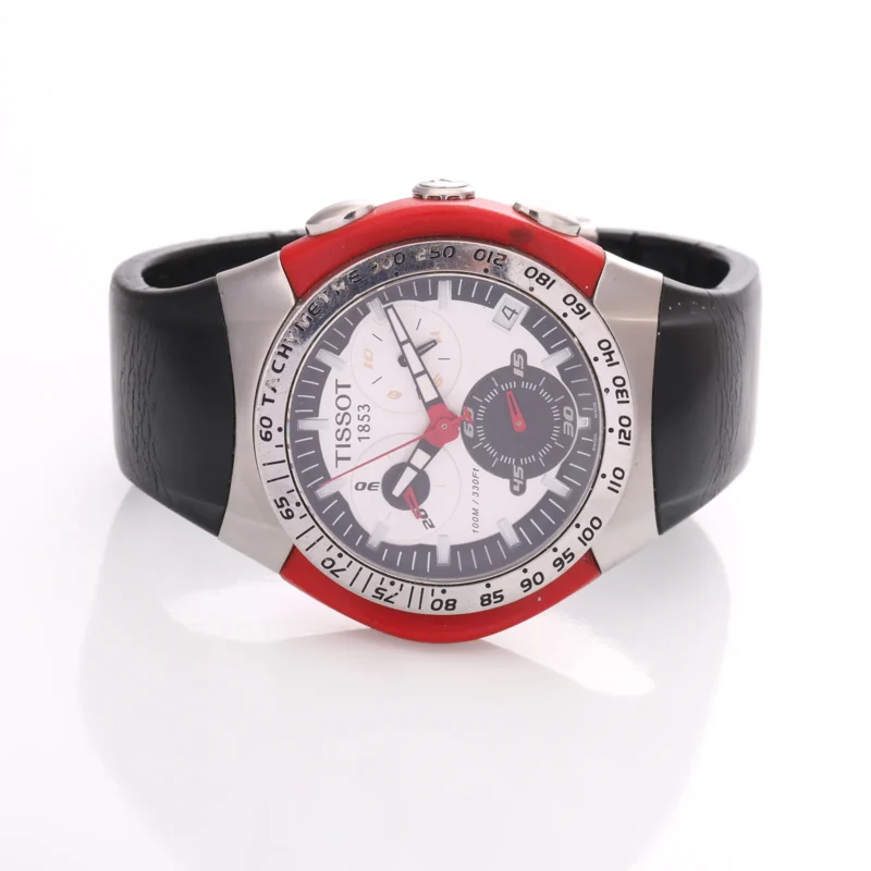 Montre Vintage Tissot — T-Tracx Chronographe, Acier et Rouge